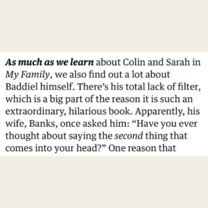 David Baddiel Instagram - Thanks to @guardian and writer Tim Lewis for this piece about me and My Family: The Memoir. Link in bio.