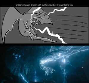 David F. Sandberg Instagram - It’s fun looking back at my really early animatics and boards for #ShazamFuryOfTheGods  and comparing with the finished result. I was right about the trailer worthy-ness of the first shot since it did end up in trailers. These were drawn in #Krita. I use that or #Blender3D. Vfx by DNEG