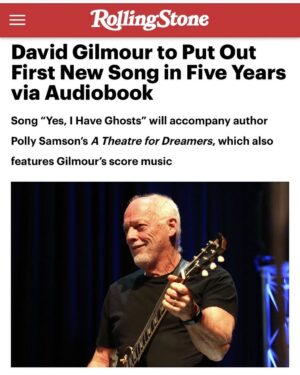 David Gilmour Instagram - I’m amazed if a collaborative words and music audiobook hasn’t been done before but am thrilled with how this has worked out. Sad for the actor who had to pull out but @pollysamson’s narration surprised us all and it’s been a great project for me during lockdown to also add some instrumental passages between chapters and to record the A Theatre for Dreamers inspired song, Yes, I Have Ghosts, with the help of our daughter, @romany.rose. The audiobook is out on June 25.