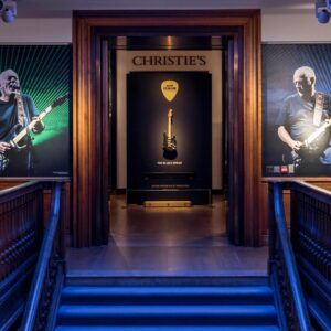 David Gilmour Instagram - There are just two days left to enjoy the free #GilmourGuitars exhibition at Christie's in London. Very limited tickets still available via link in Stories. (📷 @christiesinc)