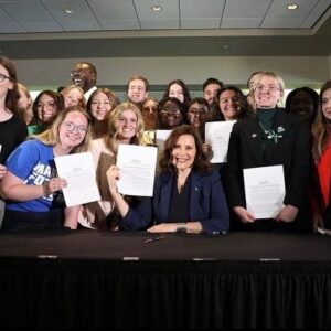 David Hogg Instagram - YOUNG PEOPLE DID THIS!
Today, safe storage and universal background checks passed into Michigan law because of the continued pressure from @marchforourlives and the MSU and Oxford survivors who turned their grief into action.

In the first pic Governor Gretchen Whitmer high-fives MSU student and March For Our Lives organizer Joseph Kesto after signing the first gun law in 40 years in Michigan. Young people stood up at MSU in the wake of unspeakable tragedy and made this change possible.

It’s been over 5 years and we continue to make progress one state at a time. Now we need to get young people running for state legislatures. Congress isn’t gonna change until we win the states. 

Text JOIN to 954-954
the movement.

Thanks @mikahrectorb for letting me copy your post