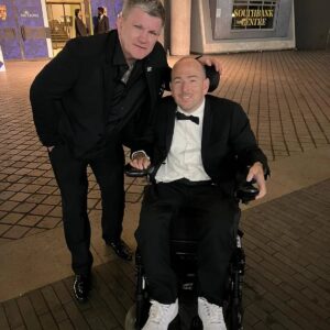 David Holmes Instagram - The BAFTAs last night was a fun adventure. My documentary was nominated but unfortunately didn’t win. I want to congratulate Ellie Simmonds and her team for the well deserved win and also say congrats to every one at the event. It's still unacceptable that I was the only stunt performer in the room and if I’d of won I’d have said something on stage about my department being overlooked. 

Honestly it was fun but unless BAFTA starts recognising stunts I wouldn’t do it again. I didn’t see any other department members who were willing to risk their lives and bodies for the sake of storytelling and I just sat in a room too cold for a quadriplegic surrounded by people from a whole industry who don’t think stunt performers deserve a category.

 #StuntsForBafta  #Bafta #Quadriplegic #NoArmsLegsAnNoVoice #PenguinOnWheels