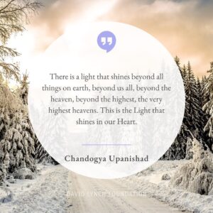 David Lynch Instagram - “There is a light that shines beyond all things on earth, beyond us all, beyond the heaven, beyond the highest, the very highest heavens. This is the Light that shines in our Heart.”

- Chandogya Upanishad

#daily #quote #inspo #light #heart #inner #within #changebeginswithin #meditation #TM