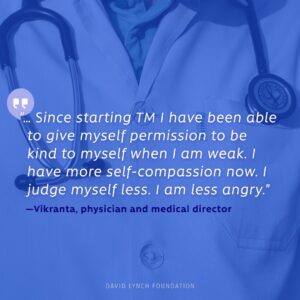 David Lynch Instagram - 82% of healthcare workers who have learned Transcendental Meditation in our #HealTheHealersNow programs surveyed over the last year report feeling less stressed. Learn more about the mental health benefits of practicing TM, and our work to improve the mental health of frontline heroes, at healthehealersnow.org.

#mentalhealth #mentalhealthawarenessmonth #TranscendentalMeditation