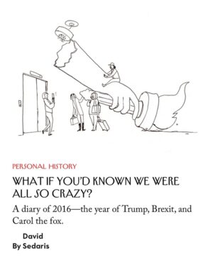 David Sedaris Instagram - @newyorkermag shares an exclusive peek into David’s diaries from 2016: “The year of Trump, Brexit, and Carol the fox.”

Read more from A CARNIVAL OF SNACKERY next week! Link in bio.