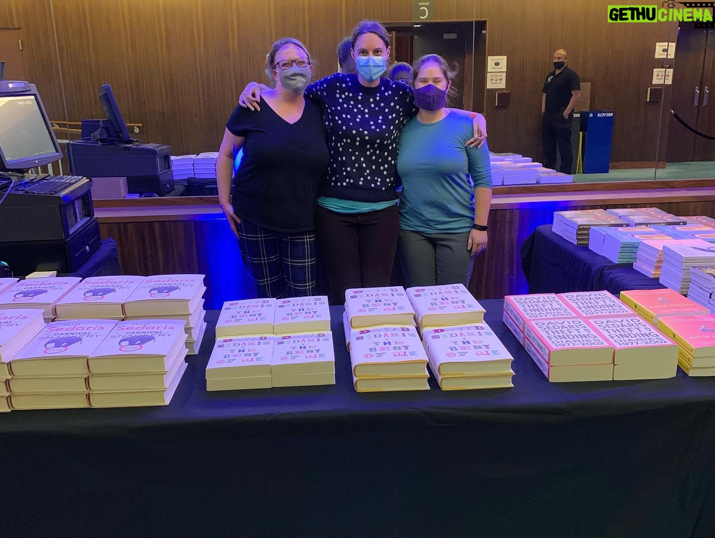 David Sedaris - 5.8K Likes - A few snaps from the road:
1. @appellcenter marquee
2. Spotted at @mcnallyjackson
3. Bookselling friends at @kodak_center
4. Onstage @attheacademy
#davidsedaris #davidsedarisontour #davidsedarislive
