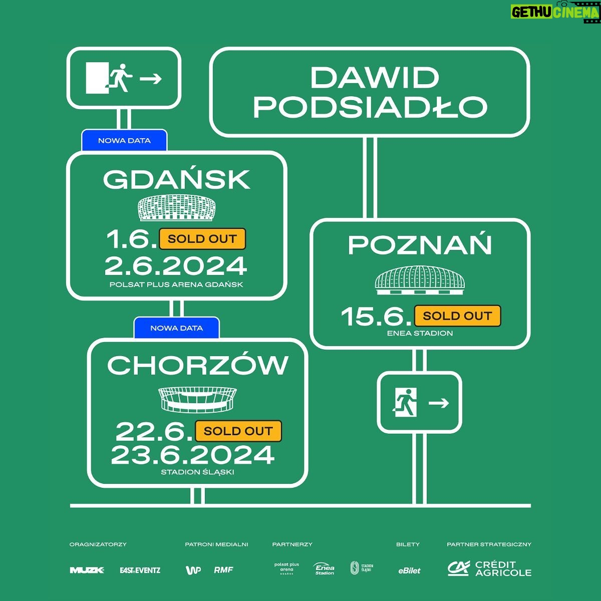 Dawid Podsiadło - 51.1K Likes - Część z was pomyśli że to kokieteria: „No przecież mogliście się tego spodziewać.” To prawda, spodziewaliśmy się, ale tylko trochę, bo to jednak aż 3 stadiony i do tego każdy ze sceną na środku. Jednak i tym razem daliście radę:
1. Zaskoczyć nas ( i kilka serwerów )
2. Wykupić wszystkie bilety w godzinę
3. Sprowokować nas do przemyśleń
No i przemyśleliśmy. Nie mamy innego wyjścia jak ogłosić dwa dodatkowe koncerty na stadionach w Gdańsku i Chorzowie. Niesamowite.
Start sprzedaży jutro o 13:00 na @ebilet
