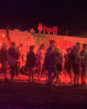 Declan McKenna Instagram - Some Glastonbury bts for yas, another year roaming the magic farm. What a smash it was.
Cheers to everyone who came to my gig, what an absolute vibe and a dream to play to a yuge crowd down the woodsies.

My highlights for those interested:

Friday
Running up to the park after my gig to catch the second half of @edgar_the_breathtaker unreal set featuring cutest moment of the whole thing followed by @fontainesband transitional   epic headline show.

Saturday
@maryinthejunkyrd virtuosic gig getting a melting midday crowd chanting for more on bbc introducing
@mikeskinnerltd   co filling the other stage with both an impending sense of dread and bursting love,
@coldplay bar about 20 minutes of pure waffling was a smash - waffling still somewhat entertaining.
As always if @flamingodsmusic are playing a post headliners set at the hms sweet charity - don’t you dare miss it, shit hot band, absolutely pumping.

Sunday 
@mdou_moctar infecting the sore legs of sunday mid afternoon with the groove   probably the most rippin guitar playing of the whole thing. Out-Rageous.
@mountkimbie also on unreal form at the park   king krules return.
And for me the best of all was a completely exhillerating final 1 2 punch of @etjusticepourtous hypnotic and hard hitting masterclass in electronic music, sound and visuals in a league that belongs only to them over on the west holts followed right after by a raucous crowd at the wild and sometimes absolutely fucking metal perfomance from @thescratchmusic in shangri la.

Always too much to see, always too good to miss! Love ya @glastofest