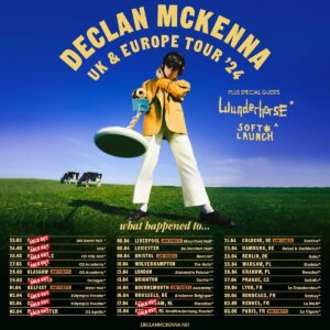 Declan McKenna Instagram - UK/Europe tour starts this Saturday in Cardiff and the band has been achieving impossible levels of tightness and swagger. 😎 I am hereby incredibly excited to announce our incredible friends @softlaunchmusic will be joining us on select UK dates and all across our European tour! Some tix remaining, you know what to do! See you very soon x
📸 @chloejsarmiento