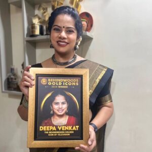 Deepa venkat Instagram - Iyakkunar Sigaram K.Balachander. It was he who piqued my interest in acting for the camera. That was the beginning. With the renowned Kavithalaya. 

I went on to work with famed production houses like AVM productions, Vikatan Televistas, Chozha Creations, Radaan, Pond's Bala sir, Satyajyothi Films, and so many more.. it's a long list. 

Directors like KB sir, SP Muthuraman sir, L Raaja sir, Gopi Bhimsingh sir, Ameer Jan sir, CJ Bhaskar sir, Sunder K Vijayan sir, Thirumurugan sir, Thiruselvam sir, SN Shaktivel sir, Arunthavaraj sir, Nithyanandam sir, and many more directors have been immeasurably supportive and instrumental in making me the actor I am, today. 

True, I may not be acting for the camera now, but if you thought voice acting needed no actual performance, you couldn't be further away from reality. 

This recognition from @behindwoodsofficial is dedicated to all those amazing production houses, my invaluable directors, patient and excellent cameramen, assistant directors, sound engineers and  mom, dad n Meenu:) 

Thank you for a memorable and a very special evening, @behindwoodsofficial and to Mr.Vinu Arvind and his team who made this happen. This was so good! Grateful🙏

Sari - enoda own sari
Hair and makeup - @krithikasbeautysalon (thank you dear Krithika😍)
Jewelry - borrowed from sweetheart @priyadharshinichandrasekar
