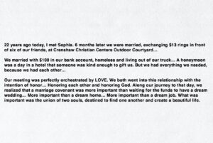 Derek Luke Instagram - 22 years ago my wife Sophia & I meet @ a retreat called Vertical Leap. I had no ride 6 months later she was my bride :)

I really wanted to give her a rock, but with 13$ in my pocket I could not lol

We exchanged our “bling” the Reverend said now you can kiss your God giv’n beautiful thing!

We were invited to my hometown it’s good we were happy & everything, but I didn’t know how much longer we could do the Homeless thing :)

The family flew us back woooo!! We had enough for half the rent!

It is by God’s sweet Grace that we are here today. Living, Loving, Learning is the only way :)

The highest form of LOVE IS THE AGAPE WAY!