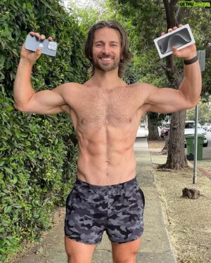 Derek Yates Instagram - After minimal sleep, my car getting side-swiped on the way, and then my new phone not wanting to port over from the old one putting me at the Apple Store for 2 hours instead of about 20 minutes…I present to you my obligatory (shirtless) new iPhone photo!

I got the Black Titanium 15 Pro 256gb, for anyone who cares 😜 

📸 @elijaholachea 

#iphone15 #apple #itme