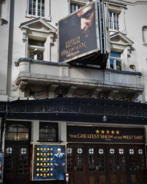 Derren Brown Instagram - We had our 300th performance of Showman the other night. This big beautiful bastard has a few more weeks at the Apollo and then a final flourish at Norwich Theatre Royal at the end of March. Thank you to the nearly half a million people who’ll have seen it by then. It’s been a joyful ride. 
(Thanks @mj.holland_photography for the photography)