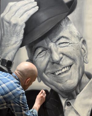 Derren Brown Instagram - Getting to the end of @leonardcohen . During the course of this, I discovered his posthumous album, Thank You For The Dance, which is extraordinary. 
#acrylic #caricature #art #portrait #acrylicpainting #fineart #celebrity #drawing #prints #artprints #original #originalart #leonardcohen