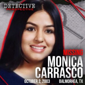 Derrick Levasseur Instagram - On the morning of October 2, 2003, Monica Carrasco, a 16-year-old beloved daughter and sister, was discovered missing from her aunt and uncle’s house near Balmorhea, Texas. The only items missing from Monica’s room were her beige nightgown and bible - the rest of her belongings, including her socks and shoes, were left behind. Despite extensive searches, no trace of Monica has ever been found. It’s been more than 20 years since Monica vanished, and investigators are still searching for her…
Listen now on audio wherever you get your podcasts! You might have information that could break this case. 

#truecrime #truecrimecommunity
#coldcase
#unsolved #missingperson #monicacarrasco