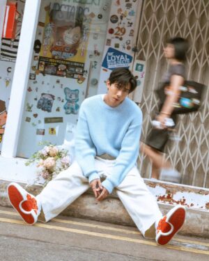 Desmond Tan Instagram - Leaving a trail of blossoms with every stride in my @louboutinworld sneakers. 🌸🌼 

The Adolon Junior sneakers are the perfect blend of pop art and contemporary style by #CHRISTIANLOUBOUTIN and Shun Sudo. A masterpiece!

@louboutinworld #CHRISTIANLOUBOUTIN