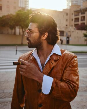 Dev Mohan Instagram - Embracing vintage vibes 😎
Jacket @officina.italiana

#vintage #fashion #dubai