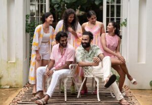 Devaki Rajendran Instagram - Summer colours team!#rainbow
Wearing breezy and comfortable designs from @l_zaba
With the amazing #kcf 
@luttappiyogi @rooth_p_john @meghna_bab @sanju_sanichen @iharisankar 
Photos: @_shutter__bug with @yedukrishnan._ 

#casual #summer #clothing #designer #color #summerclothes #devakirajendran #gratitude #breezy #KeralaCrimeFiles #malayalamcinema #trending