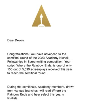 Devon Bostick Instagram - literally thank you to @TheAcademy, elated my script made it to top 50 of like 5600 for the nicholl fellowship, someone please make it 🌈
