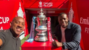 Dion Dublin Instagram - What a day ahead @emiratesfacup final @wembleystadium @manchesterunited Vs @mancity @neds_onuoha @alexscott2 @bbcsport @5livesport