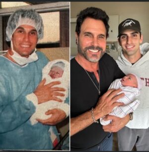 Don Diamont Instagram - Holding Alexander, having just brought him into the world with my own two hands. 29 years later, Alexander is standing at my side as I hold his son, my grandson. ‼️💙‼️