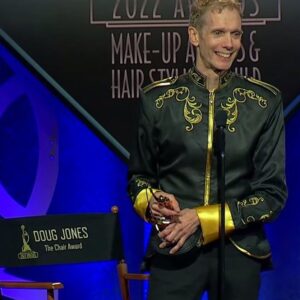Doug Jones Instagram - Thank you @local_706 . I will cherish “The Chair” Award for the rest of my blessed life!
.
As I said from the stage, “You have made me feel like royalty over the years, always treating me like a prince in prosthetics. But tonight with this award, you have made me feel like a king…. ‘The King Of Creatures.’ “
.
Swipe to see more from that night, with the most eloquent and poetic presenting by costar and dear friend @therealsonequa , red carpet with Mrs. Laurie @auntielaurbabe , and yes, I actually got to keep the chair!!!
.
#MUAHSawards #specialeffectsmakeup #makeupartists #hairstylists #actor #actorslife #magicalnight #thechairaward
