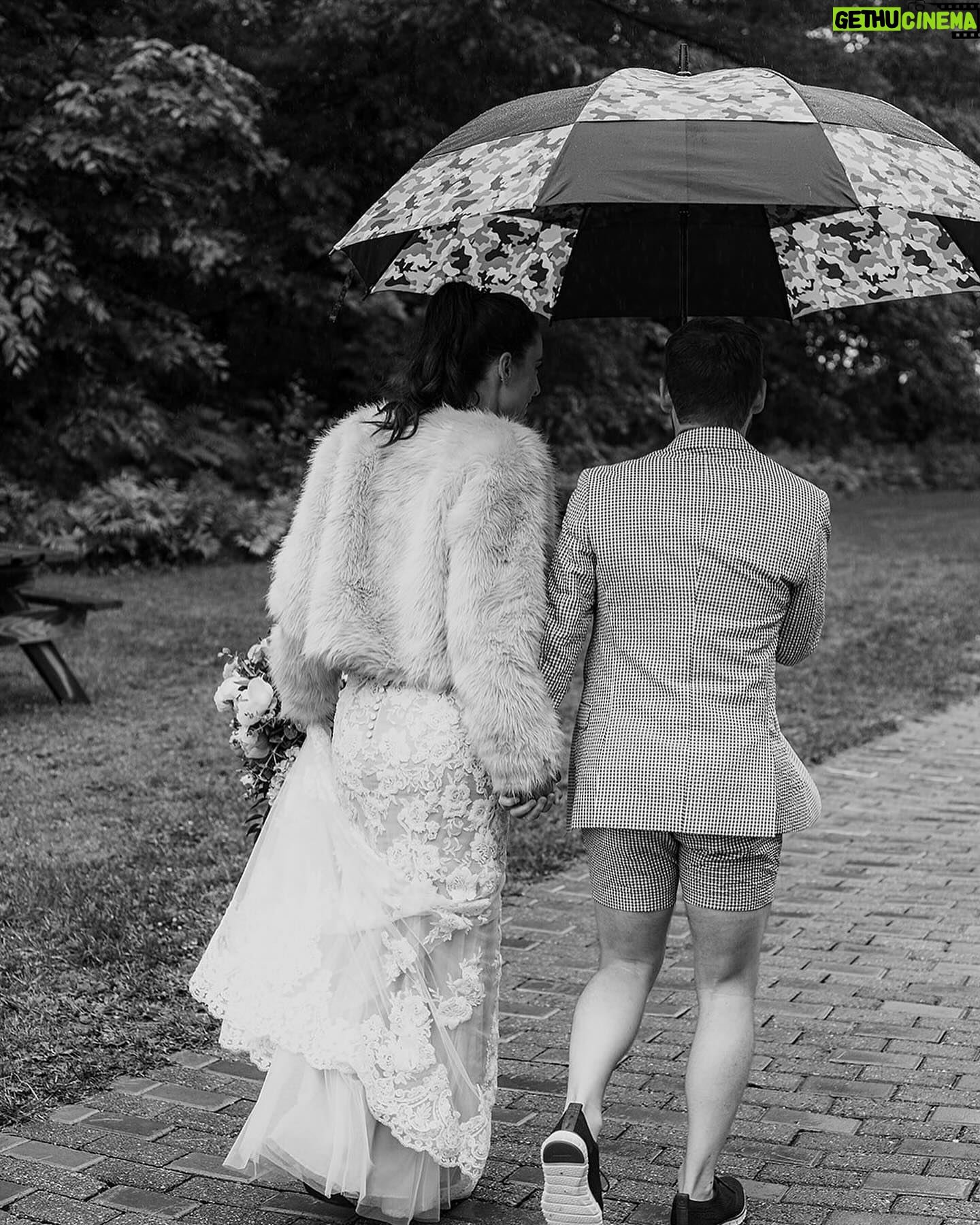 Drew Lynch - 33.5K Likes - -PHOTO LOCOMOTIVE-
Happy anniversary to my beautiful wife 🥹 Everyday I get to hang out with the person who makes me laugh the hardest. Thank you for saying yes. Thank you for our beautiful life. Please indulge a slideshow of our wedding day below, if you so choose…
1) peep my bow tie upstaging her wedding ring
2) I guess rain is good luck but also it’s annoying ?
3) we cut the cake with an axe because Vermont is a savage land
4) moments after someone caught the bouquet
5) the bouquet (not joking)
6) the local Vermont alcohol (maple syrup)