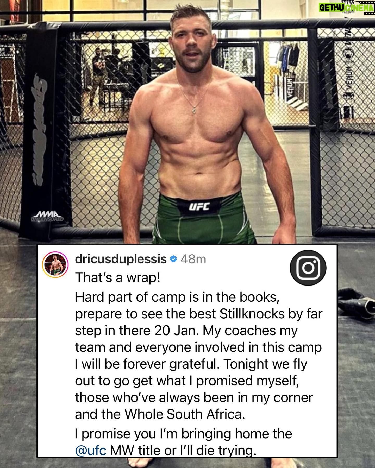 Dricus Du Plessis - 37.3K Likes - Dricus du Plessis and his team completed their UFC 297 training camp and are flying to Toronto for a middleweight title fight vs Sean Strickland on January 20th.
(via: @dricusduplessis IG) @mmapack
