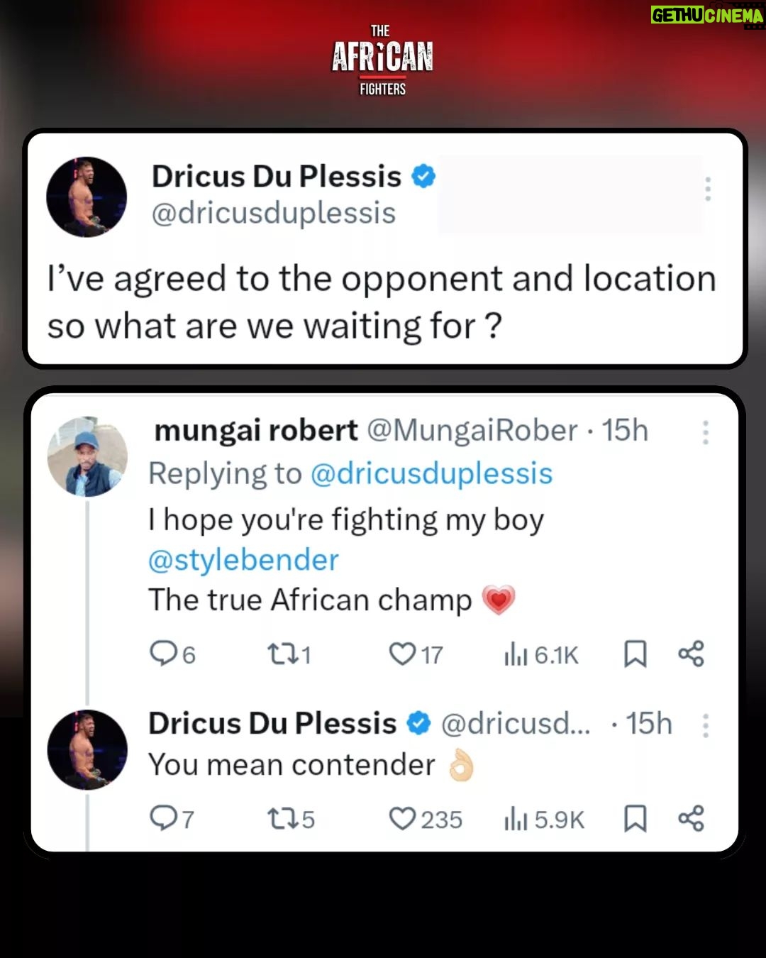 Dricus Du Plessis - 21K Likes - The Champ is ready to defend his Title. What are we waiting for?
@dricusduplessis
#UFC304 #Dricusduplessis #UFCAfrica #israeladesanya #stylebender #Seanstrickland