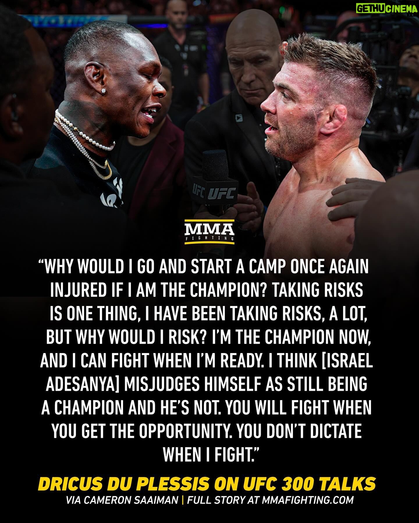 Dricus Du Plessis - 38.5K Likes - Dricus du Plessis says he’s calling the shots when it comes to an Israel Adesanya fight.