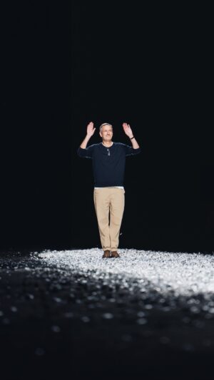 Dries Van Noten Instagram - FOR YOU, FROM DRIES  
 
‘’This is my 129th show; like the previous ones, it looks ahead. I think about how Marcelo Mastroianni once spoke of a paradoxical “Nostalgia del futuro,” beyond the lost paradises imagined by Proust, and how we continue to pursue our dreams knowing that, at some point, we can look back on them with love.’’ 

Dries Van Noten