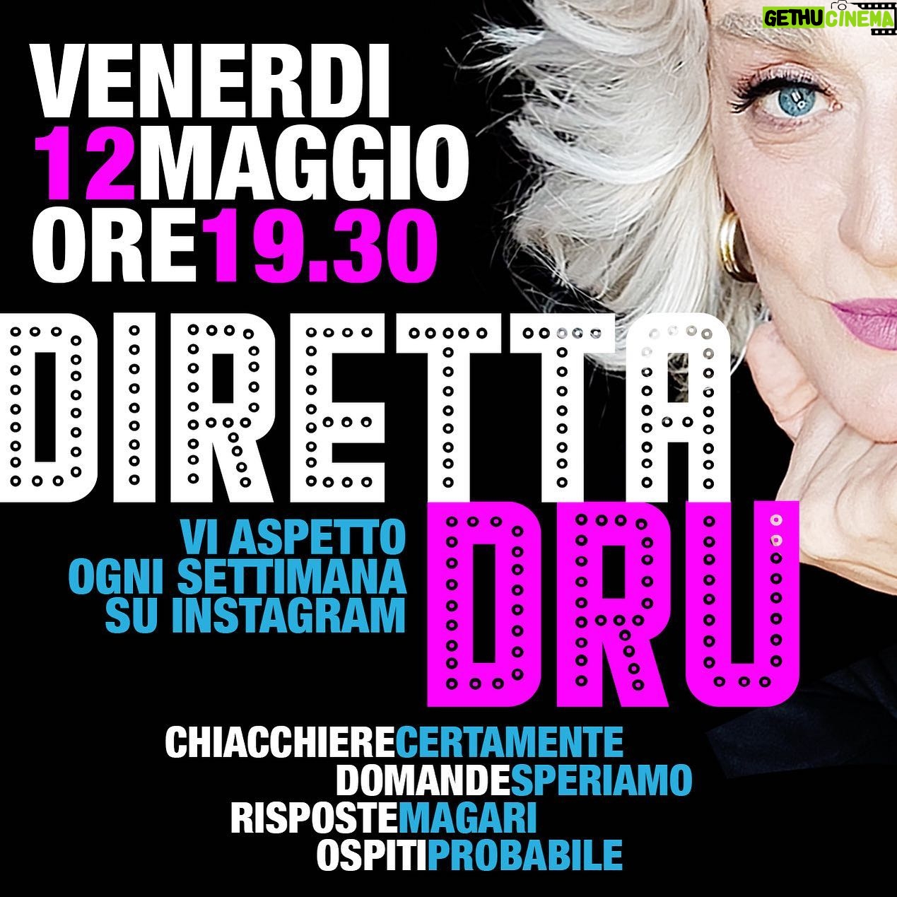 Drusilla Foer - 3.9K Likes - āDIRETTA DRUā
VenerdƬ 12 Maggio
ORE 19.30
Vi aspetto ogni settimana SU INSTAGRAM
#direttadru #drusillafoer