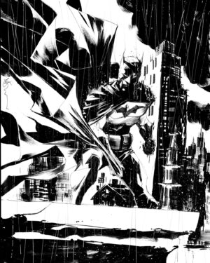 Dustin Nguyen Instagram - I always love seeing where my original art ends up and what kind of homes they get. My original cover for Batman Beyond White Knight ended up in Germany next to an additional 11x17 pen and acrylic ink commission to match my first Batman B&W statue along with my Batman Beyond black and white statue. 

A beautiful display Marc, I'm so glad it went to you. Vielen Dank.

#batman #batmanbeyond