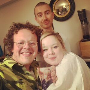 Dylan Llewellyn Instagram - My actual dream come true with my fave big boy @djllewellyn 💖 thank you @c4gogglebox for having #BigBoys on the pride special, you’ve given me the happiest moment of my career. Here’s to my forever role model, Caroline Aherne 💖 giz a ciggi 🏳️‍🌈 watch big boys all now @channel4