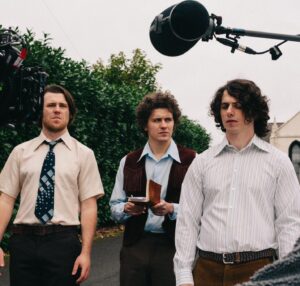 Dylan Llewellyn Instagram - Behind the scenes on the @reaveybrothersfilm had so much fun on this project. 📸 @papertreeees #bighair #70s