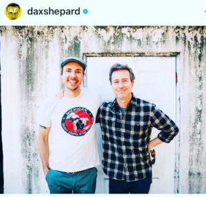 Edward Norton Instagram - When you’re a cog in a machine of you’re own making, it’s awfully nice to land for a happy moment of pause in the arm(chair) of a good pal and real thinker. @daxshepard I only wish my voice didn’t sound like such a raggedy whine against your enviable bass woofer, the instrument of a born radio host. When this is all over I’ll need another mountain ride. 
Meantime, thanks for a fun session