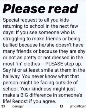 Edward Norton Instagram - Amen to this. I was absolutely terrified my first day of high school. Anybody that makes an effort to give a little support to a kid that looks lonely or struggling, they’re a hero in my book
