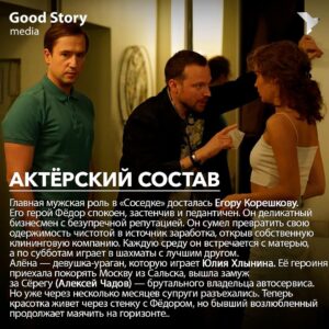 Egor Koreshkov Instagram - Через 3 дня выходит наш новый ромком «Соседка» с Юлией Хлыниной, Егором Корешковым и Алексеем Чадовым в главных ролях!

Чтобы решить, нужно ли отдыхать вечером понедельника, не нужно придумывать ни одну причину — мы собрали в наших карточках целых пять!

Смотрите сериал «Соседка» с понедельника по четверг в 21.00 на ТНТ (  PREMIER)