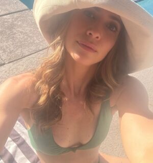Eli Jane Instagram - The best way to deal with 107 degree #heat #tripledigits is #misters #pool #bikini #sun #Arizona #Phoenix #summer is here #bikiniseason #❤️ this #swimsuit it’s so comfortable!!!