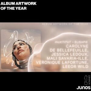 Élisapie Instagram - Nakurmiik for this honor @thejunoawards 
For the 2 nominations
Album Artwork of the year
And Contemporary Indigenous Artist of the year 

What was to be a small projet for the north, my family and friends became this soul searching journey and eventually a very personal album. These old songs from my childhood each tell a story.
Nakurmiik to @joegrassmusic and all my beautiful collaborators ❤️ Congrats to my fellow nominees 🏆

We really wanted the artwork to reflect the music. Congrats to @carolynedebellefeuille and team for the nomination! Bravo ces femmes!
Album artwork of the year - Powerhouses of arnait! @billyclub @madameledoux @veroml @mali.mali.mali.mali.mali.mali @leeorwild
Merci à @alexihobbs @lathe @juliecussonmakeupartist 
Nakurmiik for the archive photos to Avataq Cultural Institute, Marie Andrée Delisle Alaku Evie Mark Nancy Beauchemin and Carmelle Gastonguay 📸❤️•
•
•
•
#junos #elisapie #inuktitut #indigenousartists #inuk #indigenouslanguages #coveralbum #albumartwork