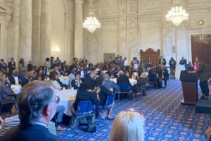 Elissa Slotkin Instagram - Folks from across Michigan packed the room this morning at the annual breakfast @senatordebbiestabenow and @sengarypeters hosted for the annual @congressionalblackcaucus conference. Great to see so many coming to Washington to work for positive change — powerful voices in the halls of Congress.