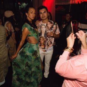 Elizabeth Frances Instagram - My boo @victorasandoval celebrated his bday in true Vic form, by dressing us all as his SHEro #jlo on the night she hosted #snl ... and yes, the green dress 👗 ✂️ by he and Tanya Lee. I ❤️ you boo #hbd ...also I clearly was happy w whatever pic I was taking in the last photo 😂😂 #jlogreendress #jlosnl #jloitsmyparty #jlo #jenniferlopez