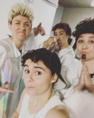 Elizabeth Ho Instagram - You want more? I’ll give you more @chriskirkpatrickmasmusical at Edinburgh fringe 😎

- hanging out at @bbcedfest dressing room
- boy band and all why do I look so swol?
- trauma bonding
- 😇 
- 👼 
- the fam
- hot donut balls 
- we started a bowling league
- golden girls
- strike