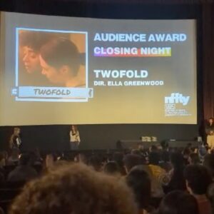 Ella Greenwood Instagram - Had the best time in Seattle for @nfftyfilm 🤍 Met the most wonderful & talented filmmakers and got to screen Twofold at Closing Night where it won the Audience Award🥹 Also got to see the loml Coraline ♥️
-
TWOFOLD 
Made by @brokenflamespd for the @lucasaferrara Film Fund
Written by @totobruin
Directed by @popsella
Producer @lucasaferrara
Co-Producers @maya_bod @popsella
Starring Phoebe Campbell, @rebeccacalder_& Clinton Blake
Casting Director: @_zyrenka_casting_
Cinematographer @xeniaxpatricia
Editor @editor_emmalie
Colourist:@chris.shaw.colour
Sound Designer @_inesadriana_ Composer @gabyamblercomposer
1st AD: @jameslockheart_
MUA & hair: @chiaragiannettino_art
Production designer: Mahee Merica
Costume: @chloepalmerdesign
1st AC: @alexjgtan
2nd AC: @riccardo_garotalo_
Gaffer: @leslielitin
Spark: Anbo Wu
Script supervisor: Daniel Joseph
Sound Recordist: @rufusambler
BTS Photographer: @ines_leila_hachou
Runners: @tobybeynon & Fraser Dodds
Special Thanks to:
@focuscanning @izzy_meikle @leanneladbury