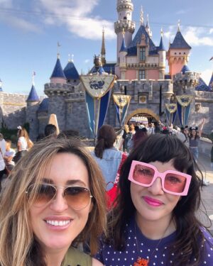 Elle Newlands Instagram - 7 miles of laughs at the happiest place on Earth yesterday with my fabby friend @weeclairehere (who hasn’t been to Disney since she was wee!). It was so lovely to see your face light up! (and introduce you to Dole Whip and Tajin) Such a fun day! Thank you to my lovely pal Josh for the surprise gift of tickets. Life is good 🤩 

And to the random lady photographer who somehow gave us both 11 foot long legs - what’s your secret??!??

#disneyland 
#disney 
#happiestplaceonearth