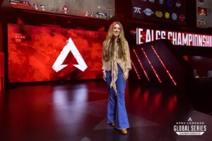 Elle Newlands Instagram - You guys, I got some official Champs photos and 😭🥰🥹 (I was sooooo nervous, my shoulders were at my ears) ….. as a game VA, this was my equivalent of Oscar night - except we dress more casually in Esports 😆 I am still blown away by everyone’s kindness and I will never stop talking about it (so don’t even try to shut me up)🤣 huge thank you to @shahinpdx and @joebradyphoto & @followdunc for the epic photos, @wethepeople1_tv for the awesome interview (and tissues) the amazing casters and everyone who I met across the weekend for the memories.. I’m not crying… oh wait 🙃🫶🏻 

if you were there, shout out below 👇🏼 🙌🏻

#aoexlegends 
#apexlegendscommunity 
#apex
#apexlegendshorizon 
#algs