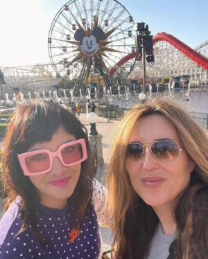 Elle Newlands Instagram - 7 miles of laughs at the happiest place on Earth yesterday with my fabby friend @weeclairehere (who hasn’t been to Disney since she was wee!). It was so lovely to see your face light up! (and introduce you to Dole Whip and Tajin) Such a fun day! Thank you to my lovely pal Josh for the surprise gift of tickets. Life is good 🤩 

And to the random lady photographer who somehow gave us both 11 foot long legs - what’s your secret??!??

#disneyland 
#disney 
#happiestplaceonearth