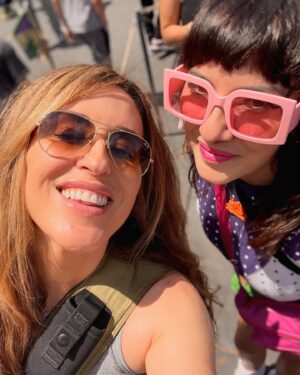 Elle Newlands Instagram - 7 miles of laughs at the happiest place on Earth yesterday with my fabby friend @weeclairehere (who hasn’t been to Disney since she was wee!). It was so lovely to see your face light up! (and introduce you to Dole Whip and Tajin) Such a fun day! Thank you to my lovely pal Josh for the surprise gift of tickets. Life is good 🤩 

And to the random lady photographer who somehow gave us both 11 foot long legs - what’s your secret??!??

#disneyland 
#disney 
#happiestplaceonearth