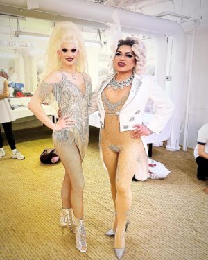 Elliott with 2 Ts Instagram - I was sick as a dog but you gotta do what you gotta do for charity!!!! Had a wonderful time feeling my @therockettes fantasy for @goldenrainbow1 ribbon of life show!!! So fun getting to perform with my sis @ishacypress with choreo from @myshowgirlworld loving the holiday season in Las Vegas!!!! 
🩱: @eddie.couture 
💇🏼‍♀️: @hatzbycarlos 
💍: @nobasicbombshell 
#vegasshowgirl #living #dragrace #rpdr #gigs #charity #charityqueen #summerlinqueen