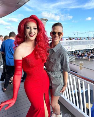 Elliott with 2 Ts Instagram - First day of ship duties was a fabulous success!!!! Ahoy @virginvoyages 💋🚢🤟🏻💄 @worldpokertour @worldofwonder 
#queenoftheseas #originalshipqueen #dragrace #virgin #virginvoyages #gigs #travel #tourist #selfmadequeen